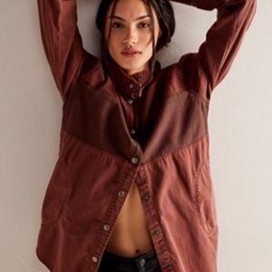 We the Free Moto Colorblock Shirt- chocolate love- XS. Free People.